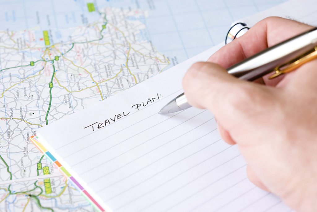 Folha de agenda para planejamento de viagem