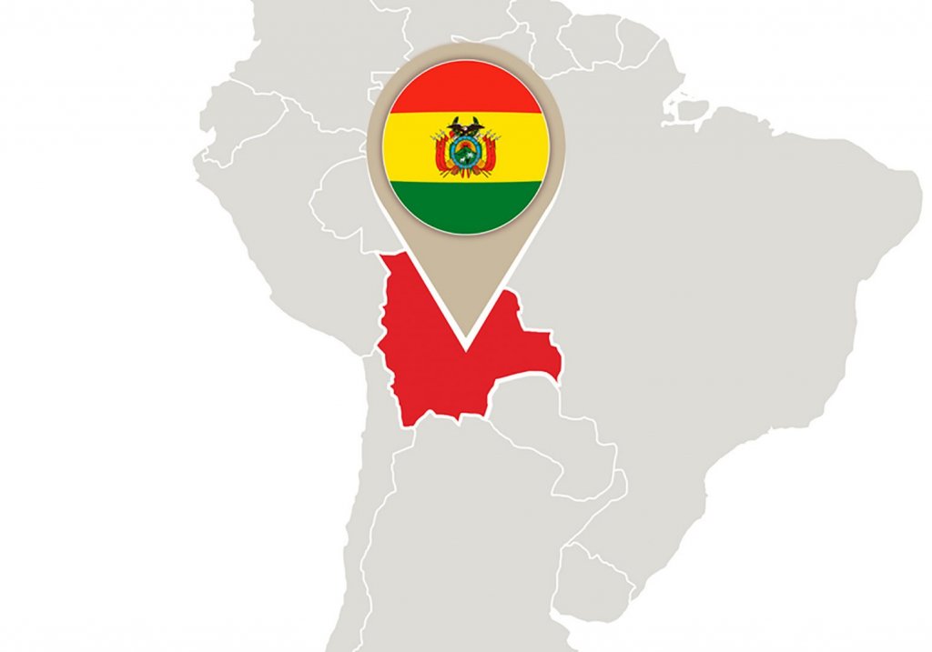Localização Bolívia na América do Sul