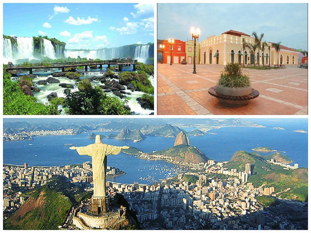 Mosaico com pontos turísticos do Rio de Janeiro, Foz e Rio Branco