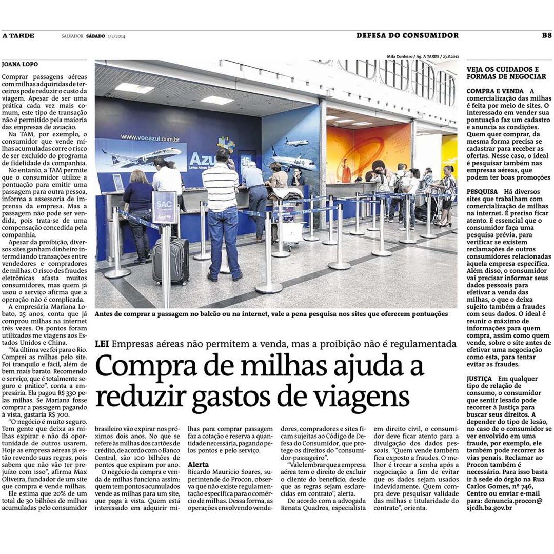 Imprensa: Jornal A Tarde - Fevereiro de 2014