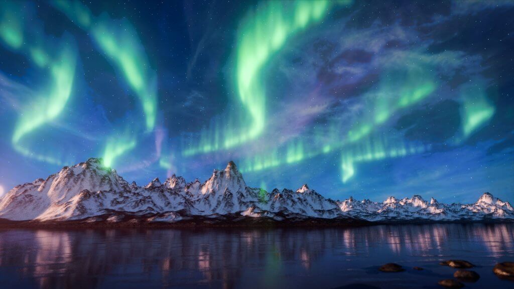 Aurora Boreal em geleiras da Finlândia