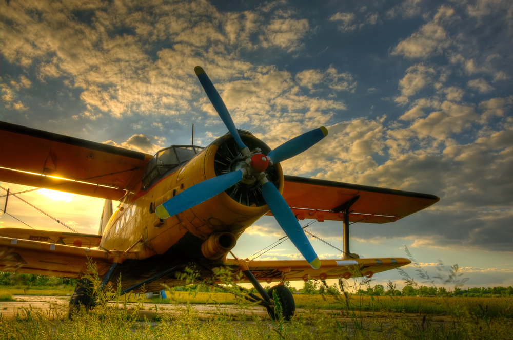Avião antigo em gramado