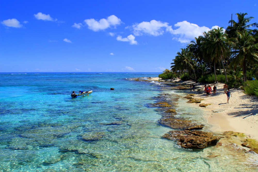 Margem de praia no Caribe