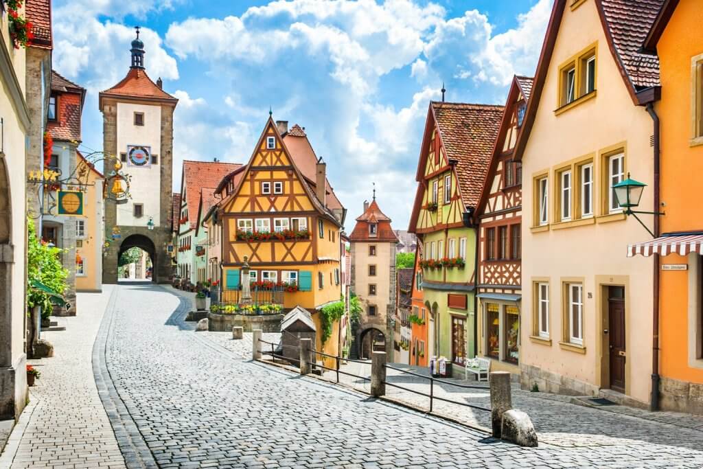 Ruas medievais de Rothenburg Ob Der Tauber, Alemanha