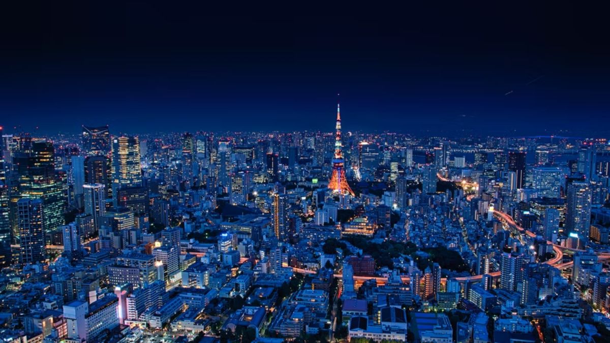 vista aérea da torre de tóquio a noite
