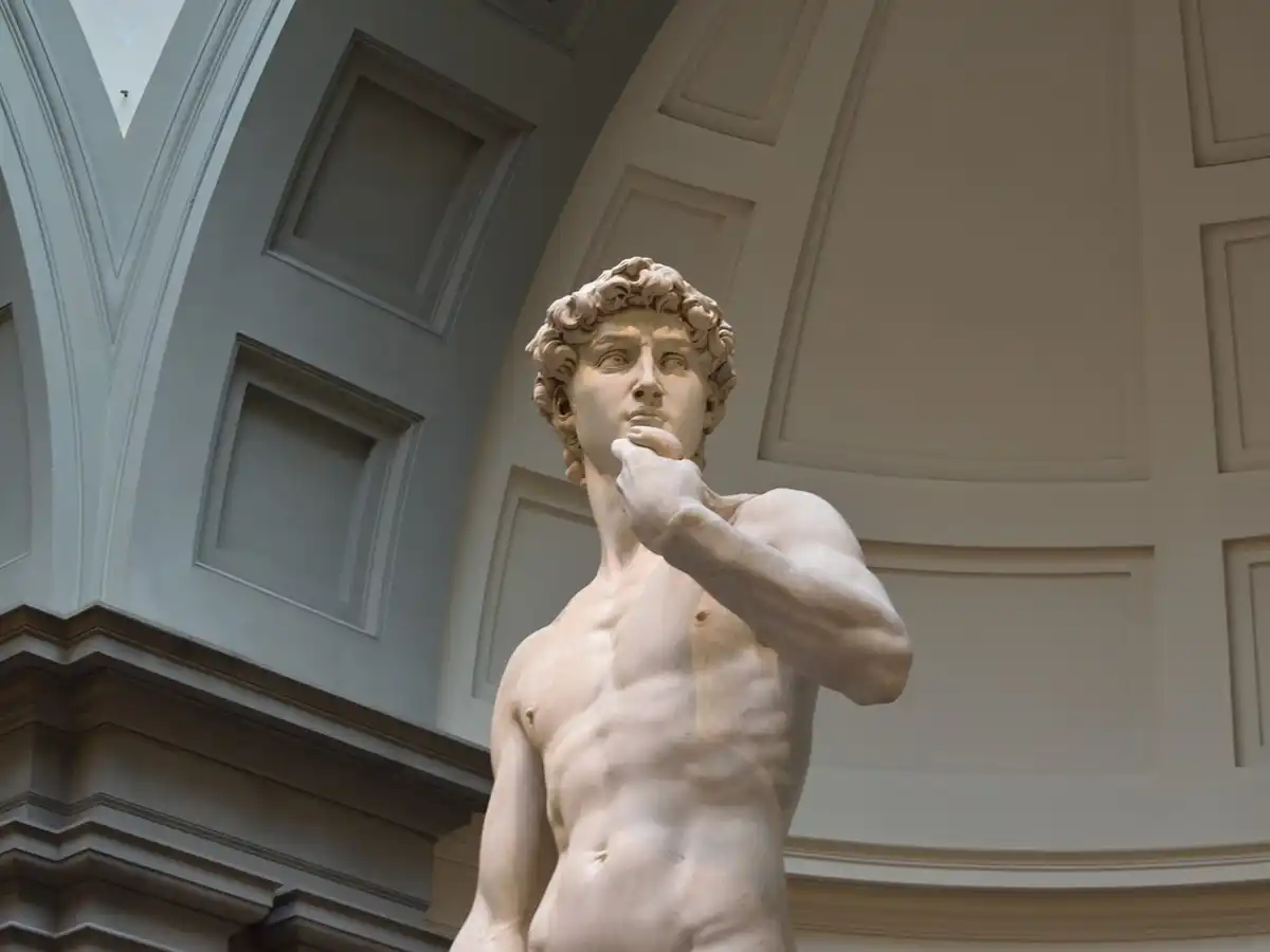 Escultura de David na Galeria da Academia de Bellas Artes em Florença.